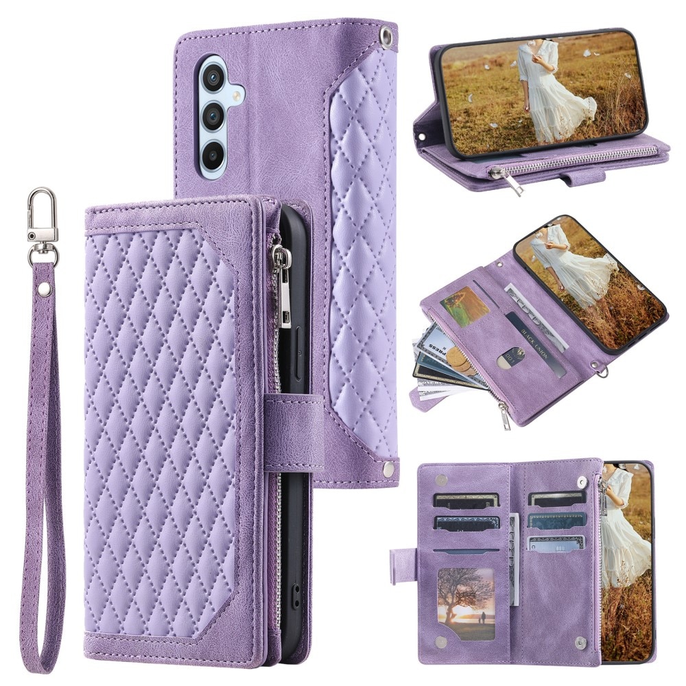Lommebokveske Samsung Galaxy A14 Quilted Lilla