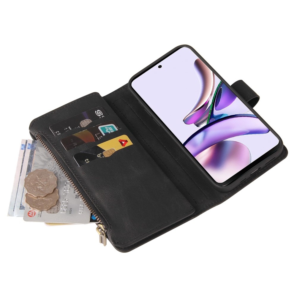 Leather Multi-Wallet Motorola Moto G53 svart