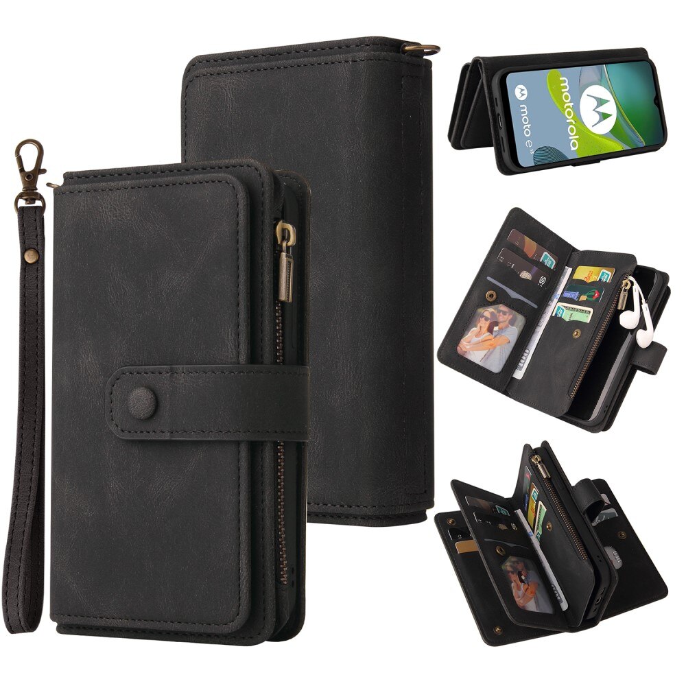 Leather Multi-Wallet Motorola Moto E13 svart