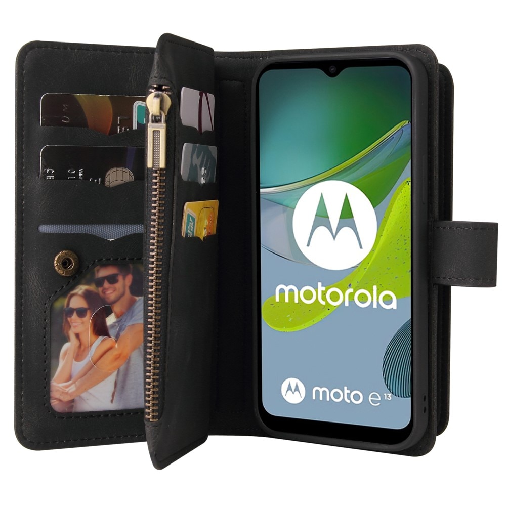 Leather Multi-Wallet Motorola Moto E13 svart