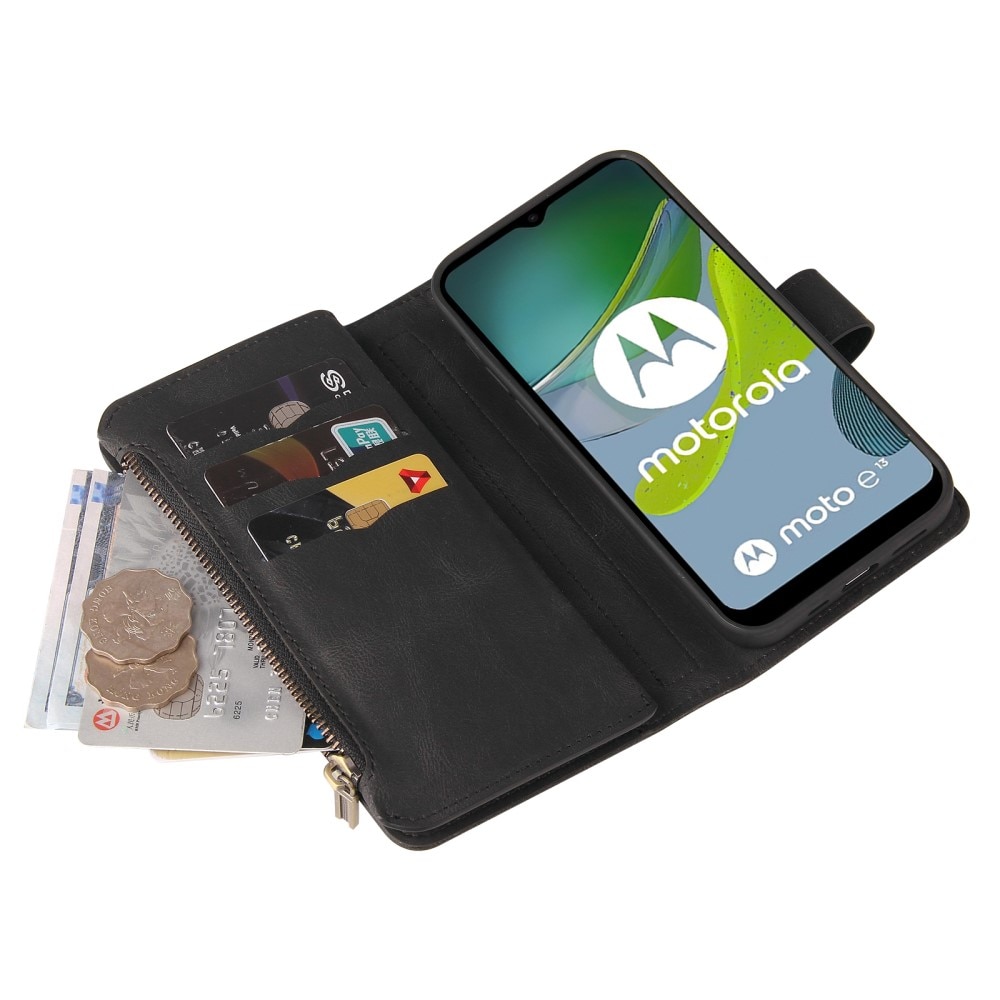 Leather Multi-Wallet Motorola Moto E13 svart