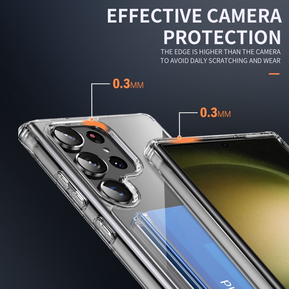 Hybriddeksel Kortholder Samsung Galaxy S23 Ultra gjennomsiktig