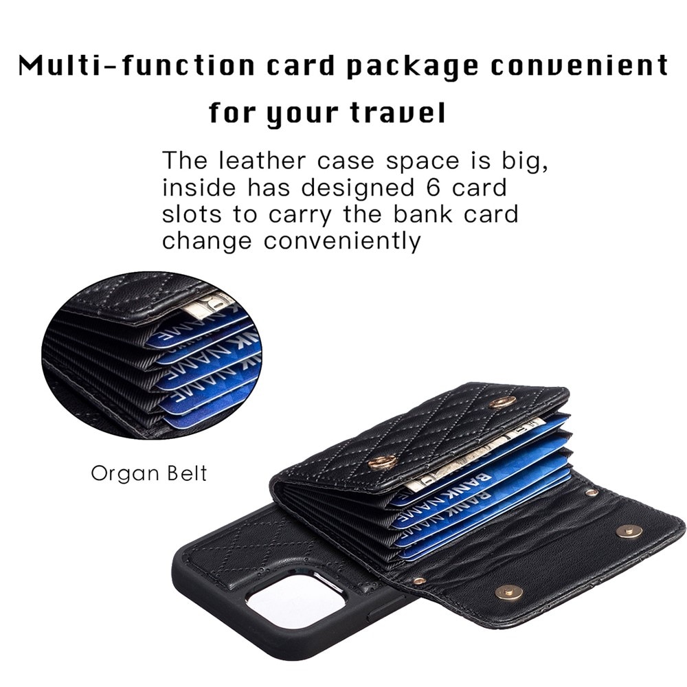 Lommebokdeksel Quilted med sidelomme iPhone 12/12 Pro svart