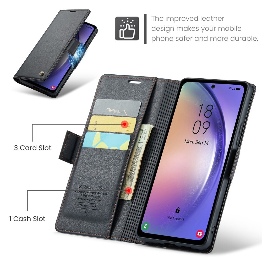 RFID blocking Slim Lommebokveske Samsung Galaxy A54 Svart