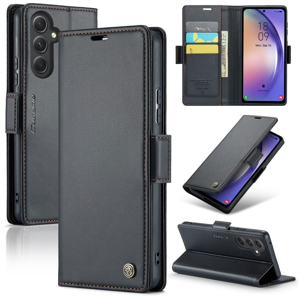 RFID blocking Slim Lommebokveske Samsung Galaxy A54 Svart