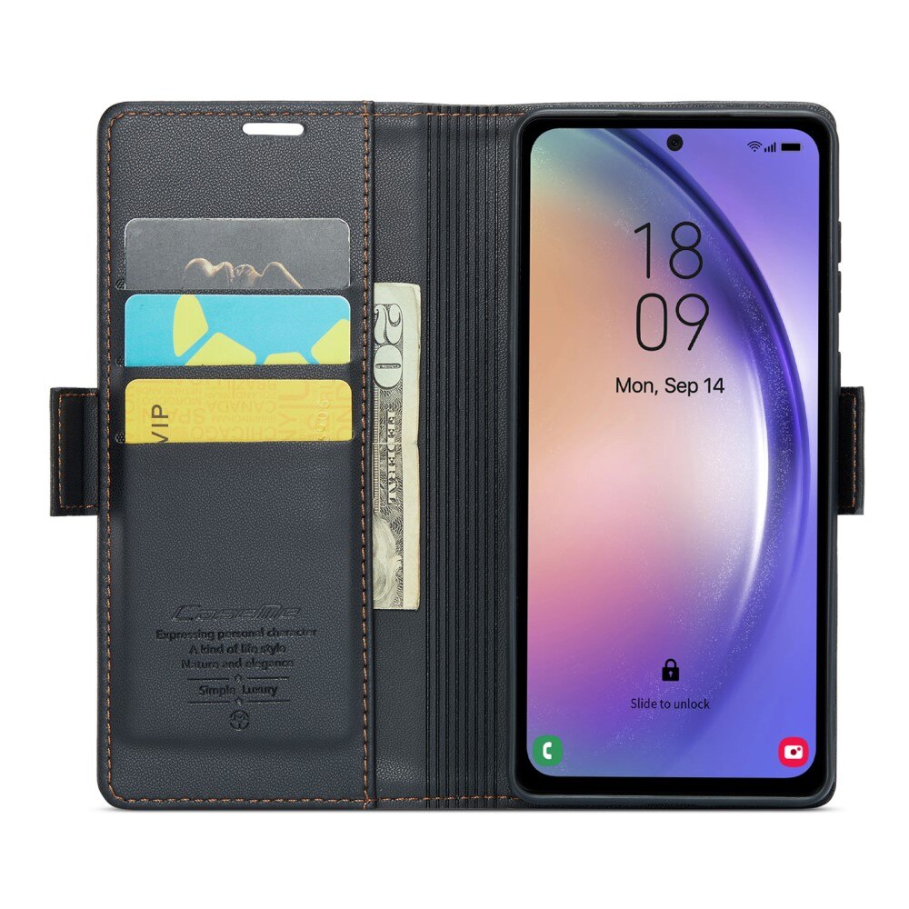 RFID blocking Slim Lommebokveske Samsung Galaxy A54 Svart
