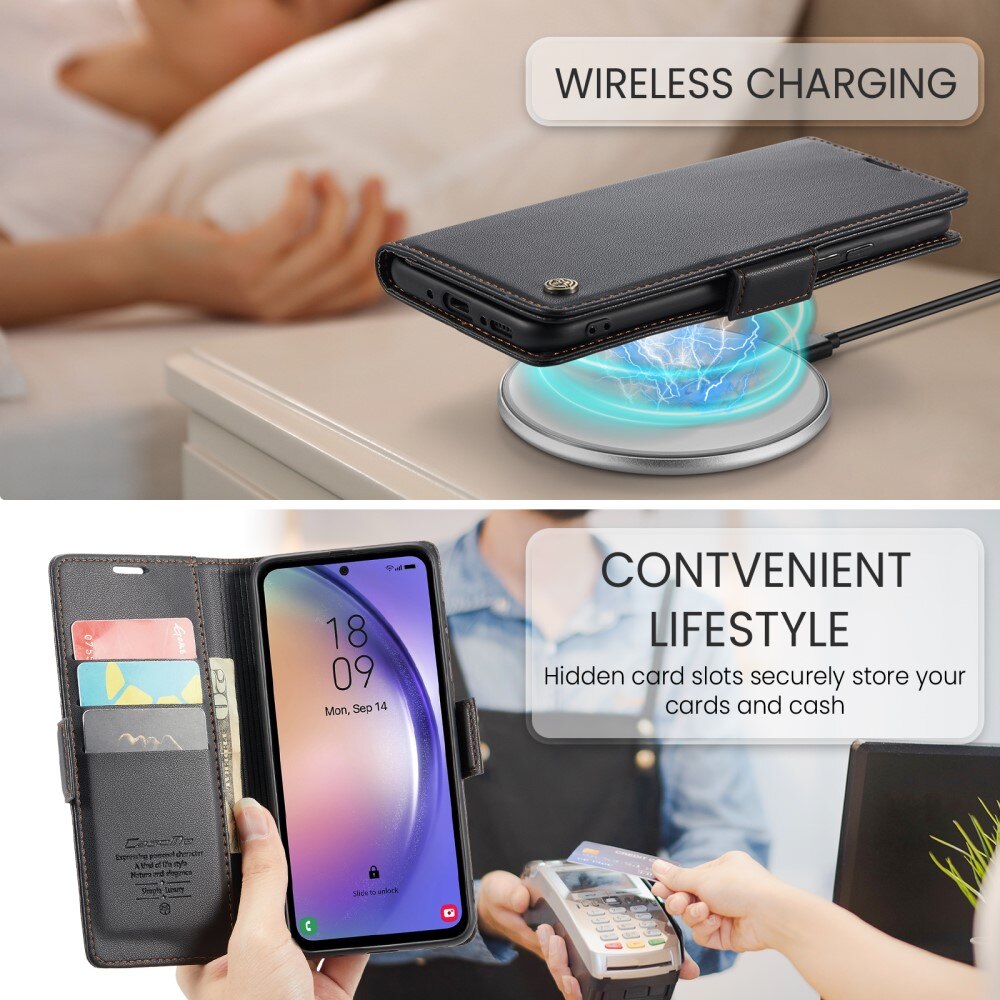 RFID blocking Slim Lommebokveske Samsung Galaxy A54 Svart