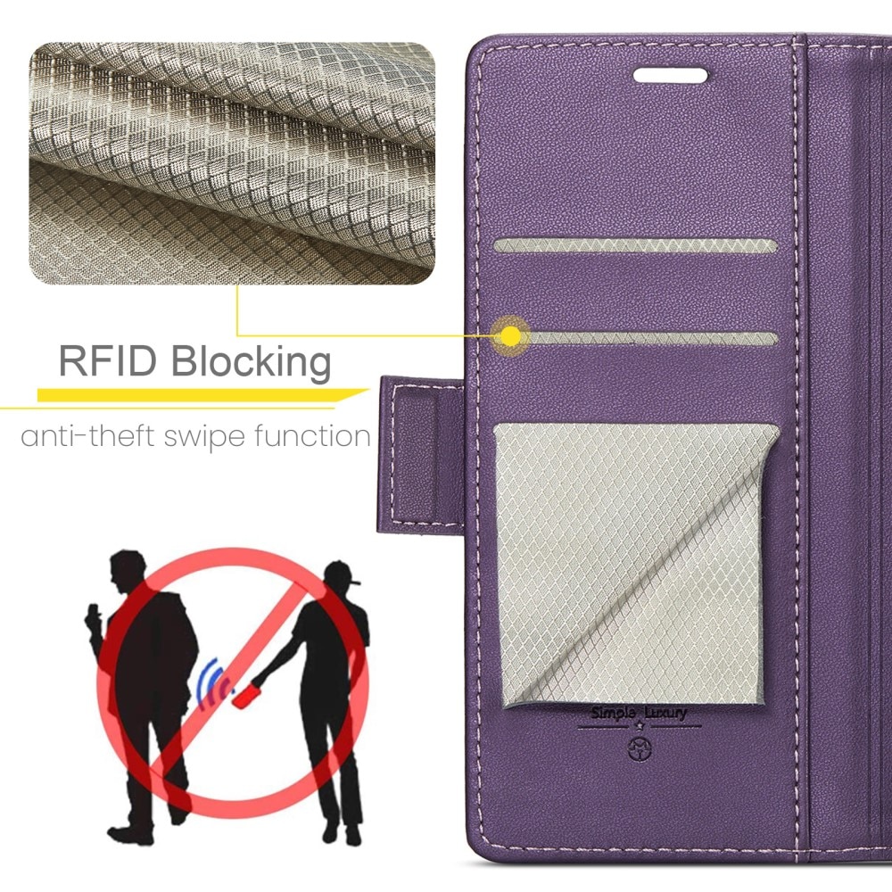 RFID blocking Slim Lommebokveske Samsung Galaxy A54 lilla