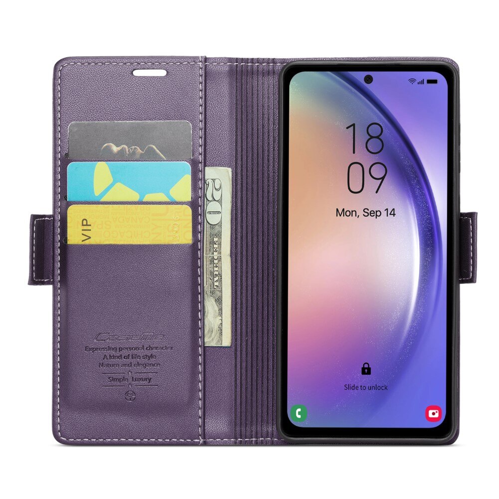 RFID blocking Slim Lommebokveske Samsung Galaxy A54 lilla