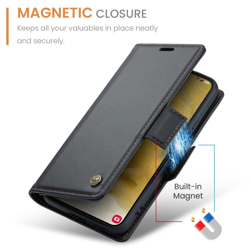 RFID blocking Slim Lommebokveske Samsung Galaxy S22 Plus svart