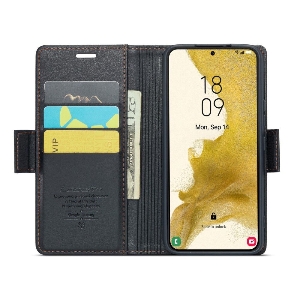 RFID blocking Slim Lommebokveske Samsung Galaxy S22 svart