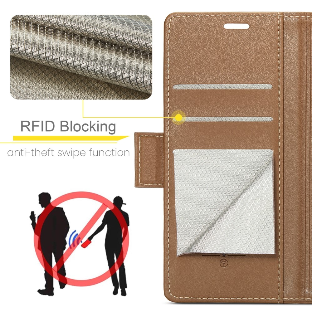 RFID blocking Slim Lommebokveske Samsung Galaxy S22 Plus brun