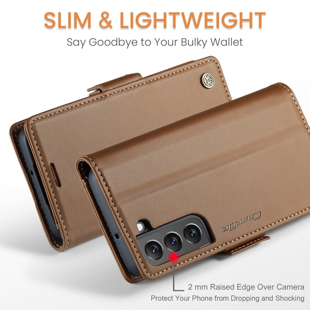 RFID blocking Slim Lommebokveske Samsung Galaxy S22 Plus brun