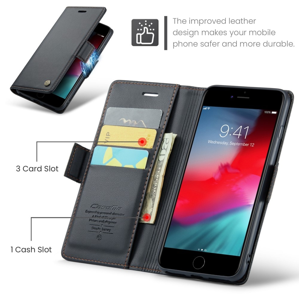 RFID blocking Slim Lommebokveske iPhone 7 Plus/8 Plus svart