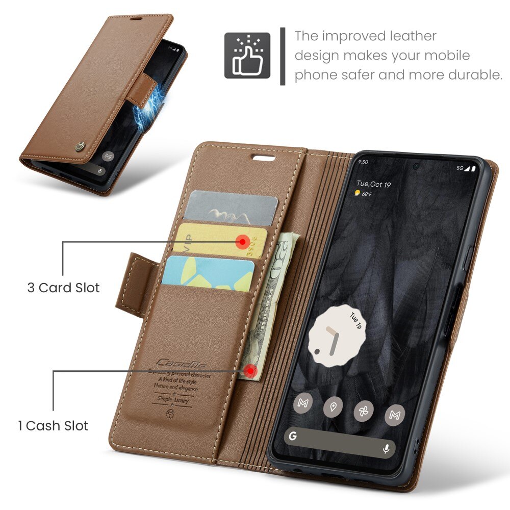 RFID blocking Slim Lommebokveske Google Pixel 8 Pro brun