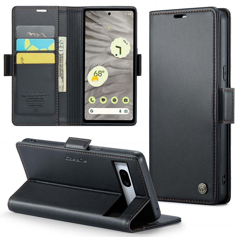 RFID blocking Slim Lommebokveske Google Pixel 7a Svart