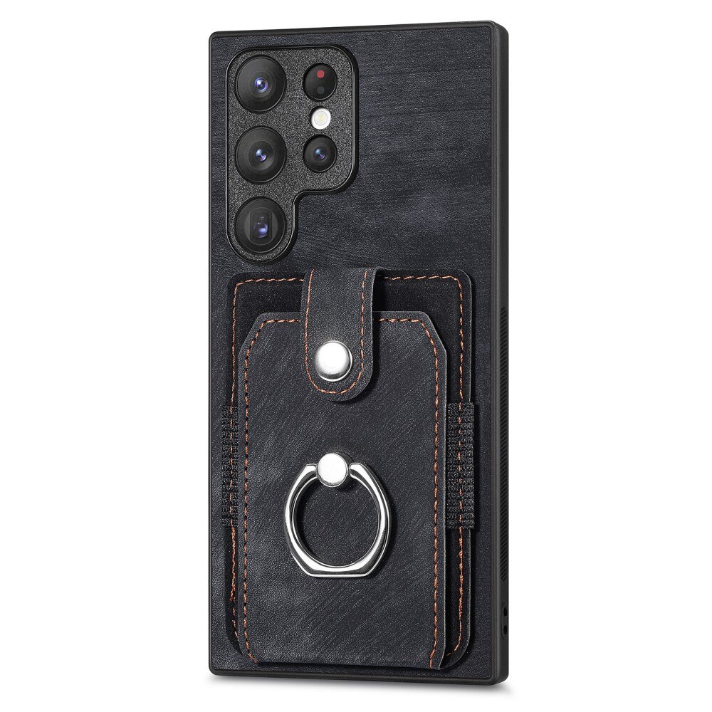 Lommebokdeksel med Finger Ring Samsung Galaxy S23 Ultra svart