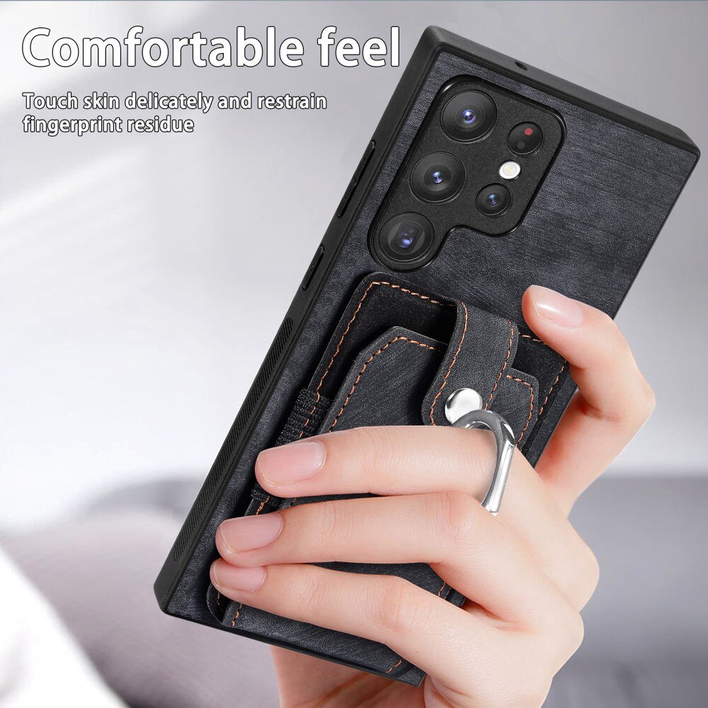 Lommebokdeksel med Finger Ring Samsung Galaxy S23 Ultra svart