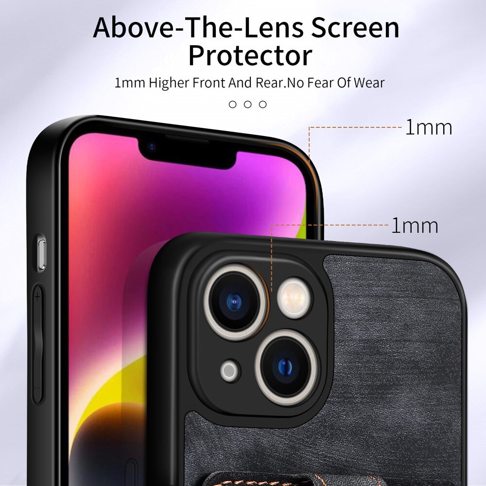 Lommebokdeksel med Finger Ring iPhone 14 svart