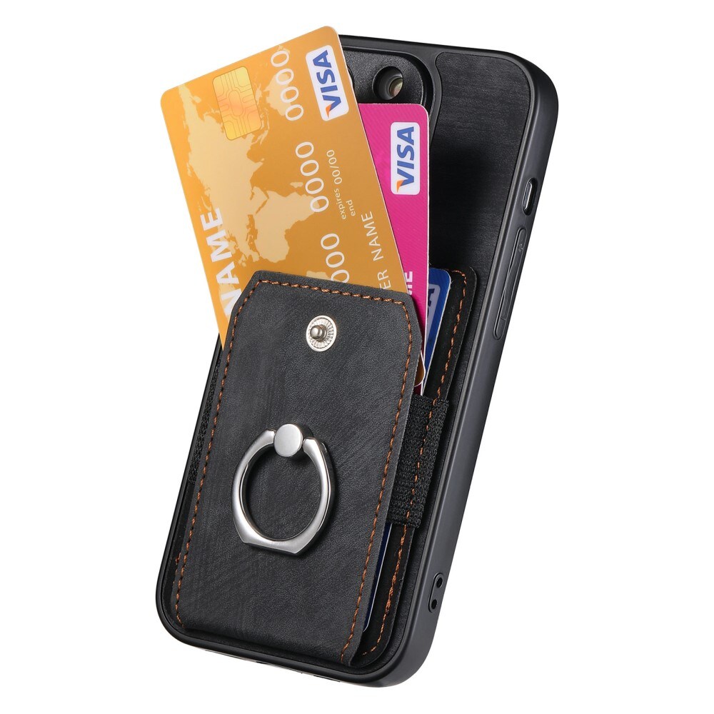 Lommebokdeksel med Finger Ring iPhone 14 svart