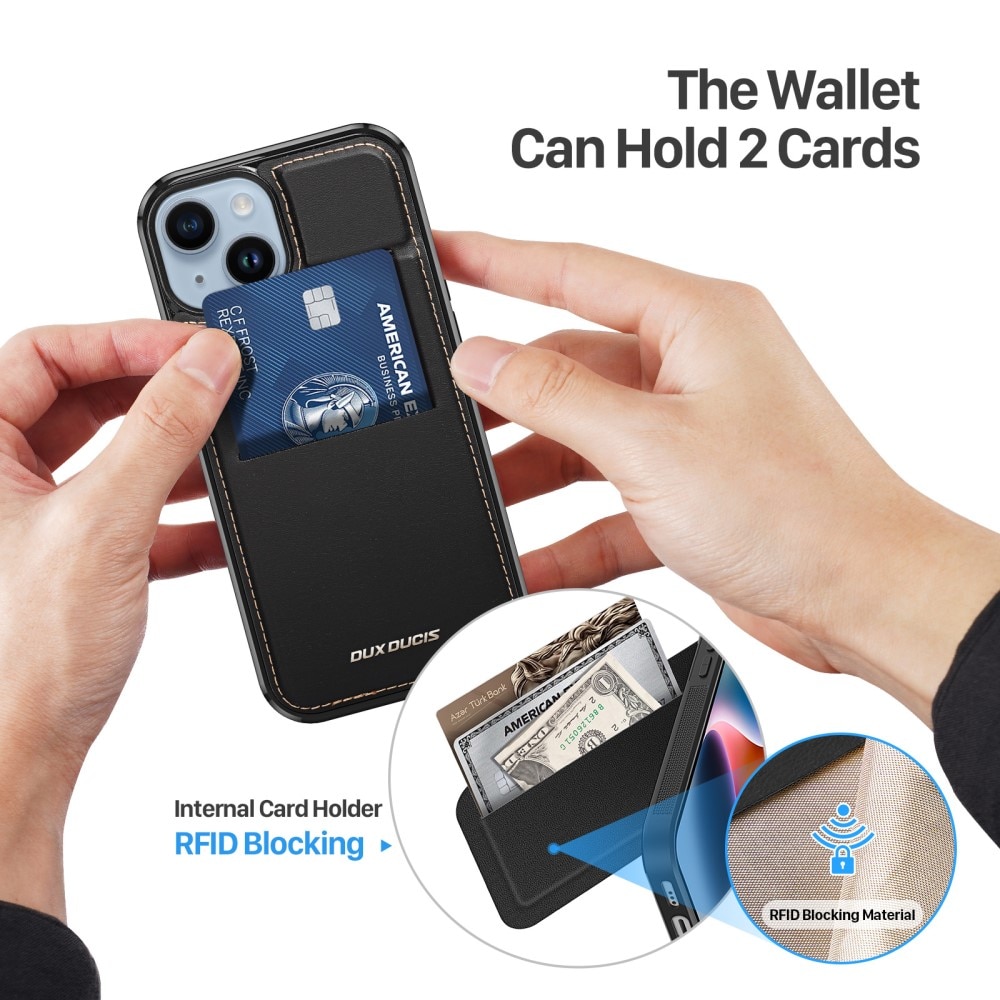 Rafi Series RFID MagSafe Wallet Stand Case iPhone 14 svart