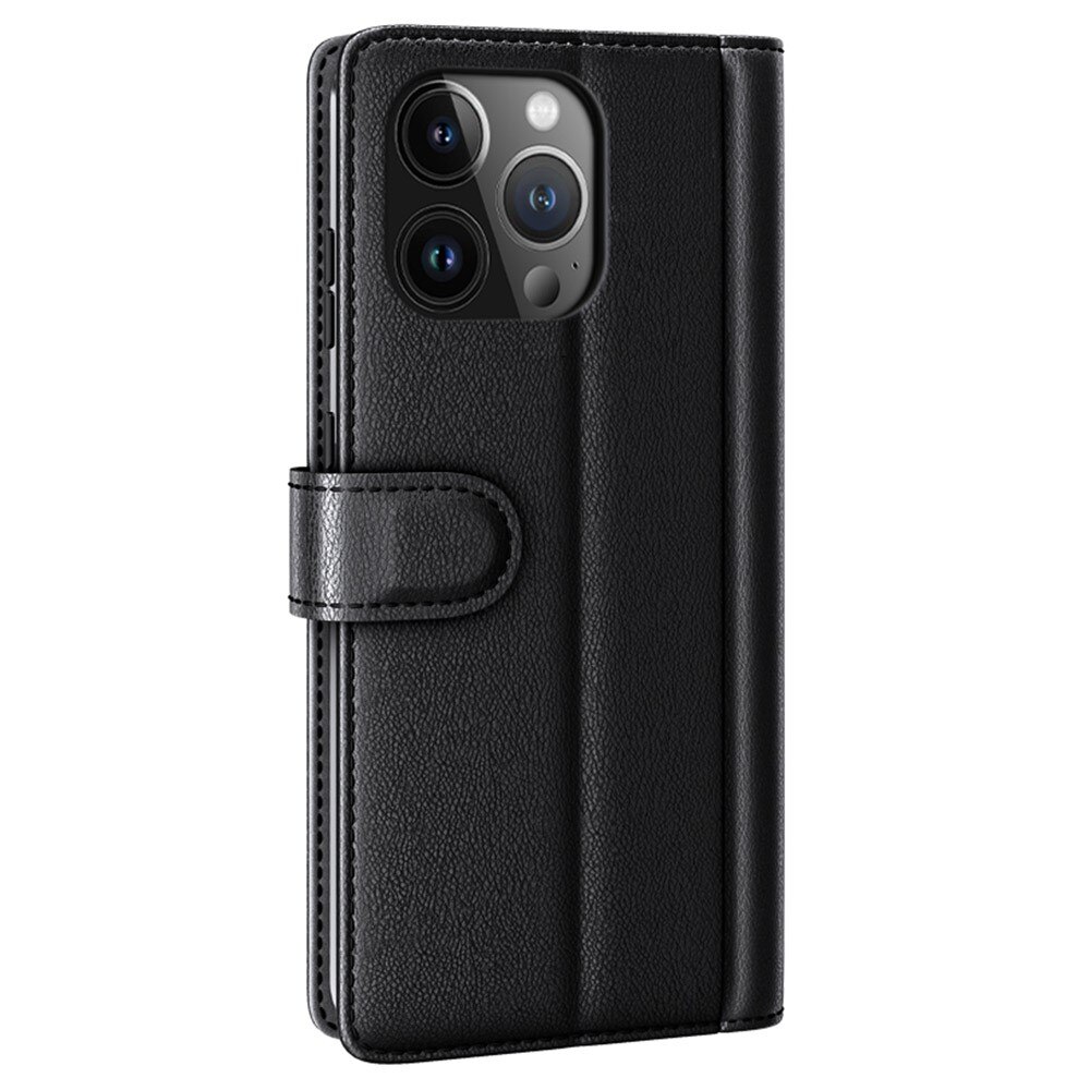 Ekte Lærveske iPhone 15 Pro Max Svart
