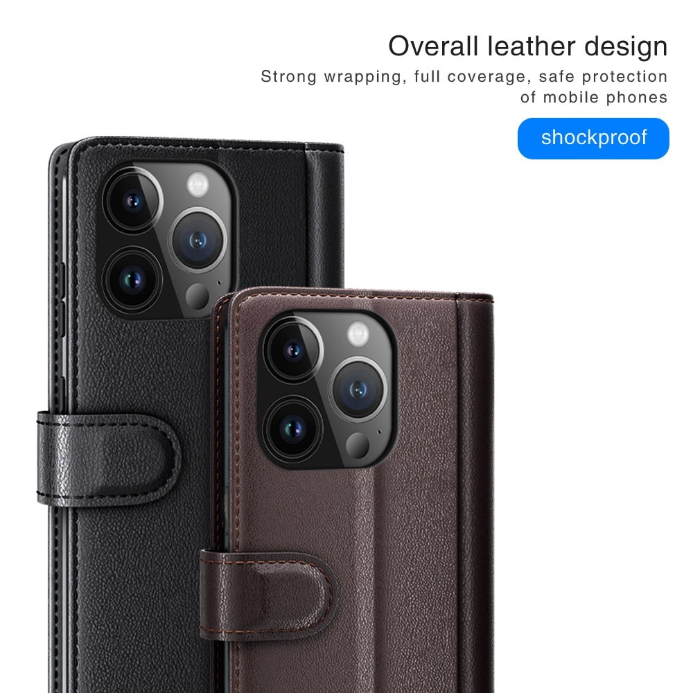 Ekte Lærveske iPhone 15 Pro Max Svart