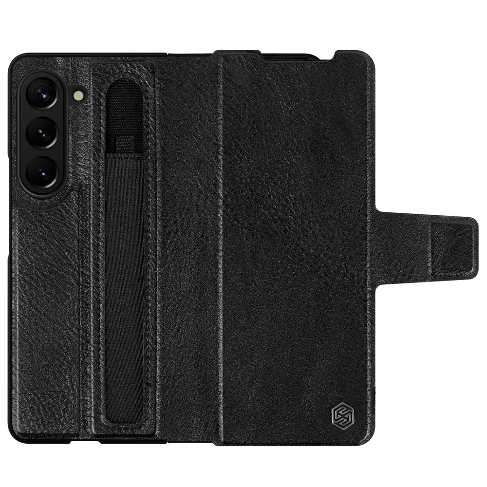 Leather Case with Pen Slot Samsung Galaxy Z Fold 5 svart