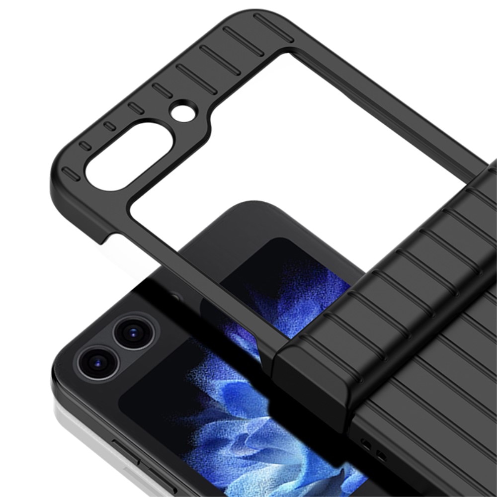 Stripet Hard Case Rubberized Hinge Protection Samsung Galaxy Z Flip 5 svart