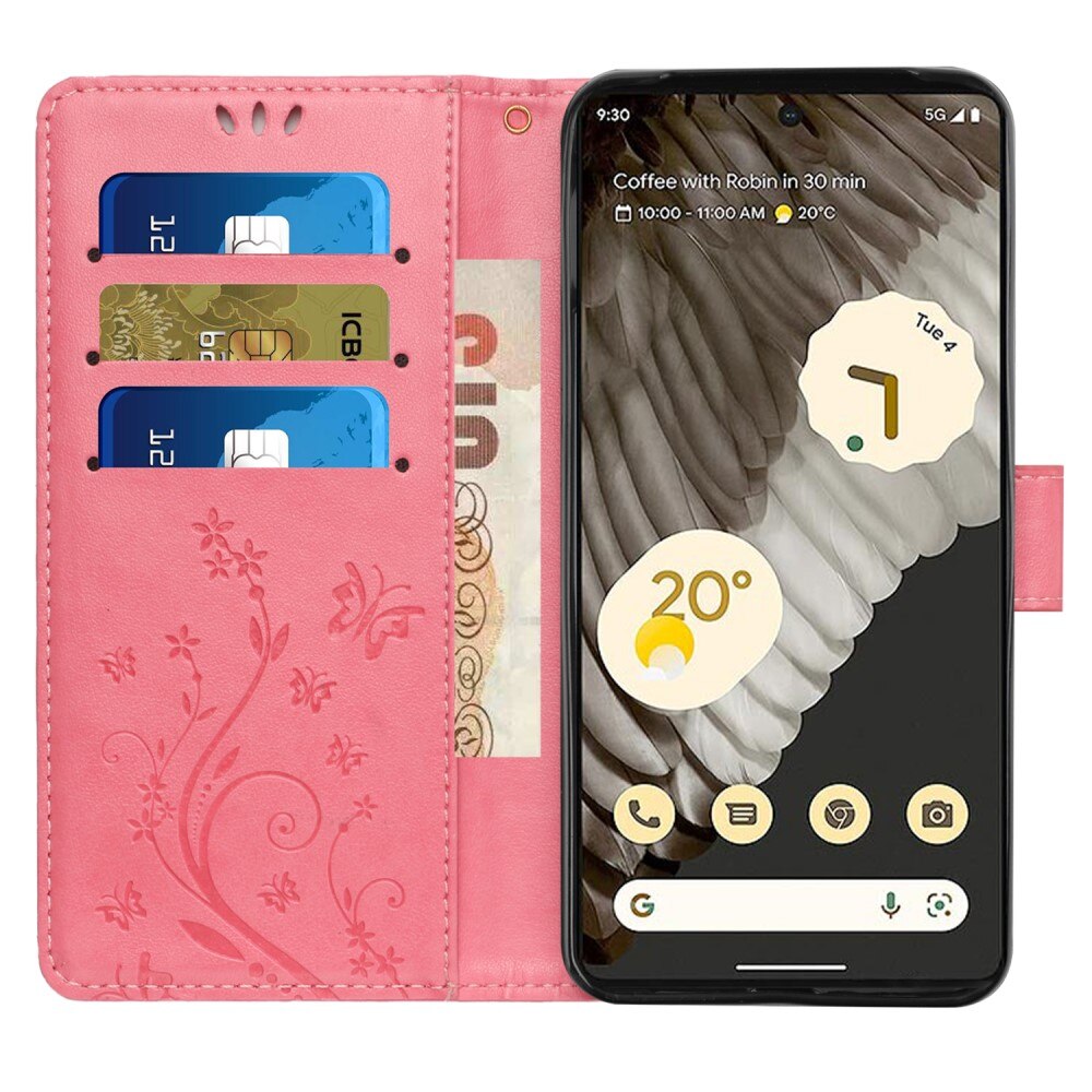 Lærveske Sommerfugler Google Pixel 8 Pro Rosa