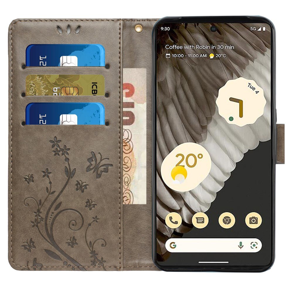 Lærveske Sommerfugler Google Pixel 8 Pro Grå