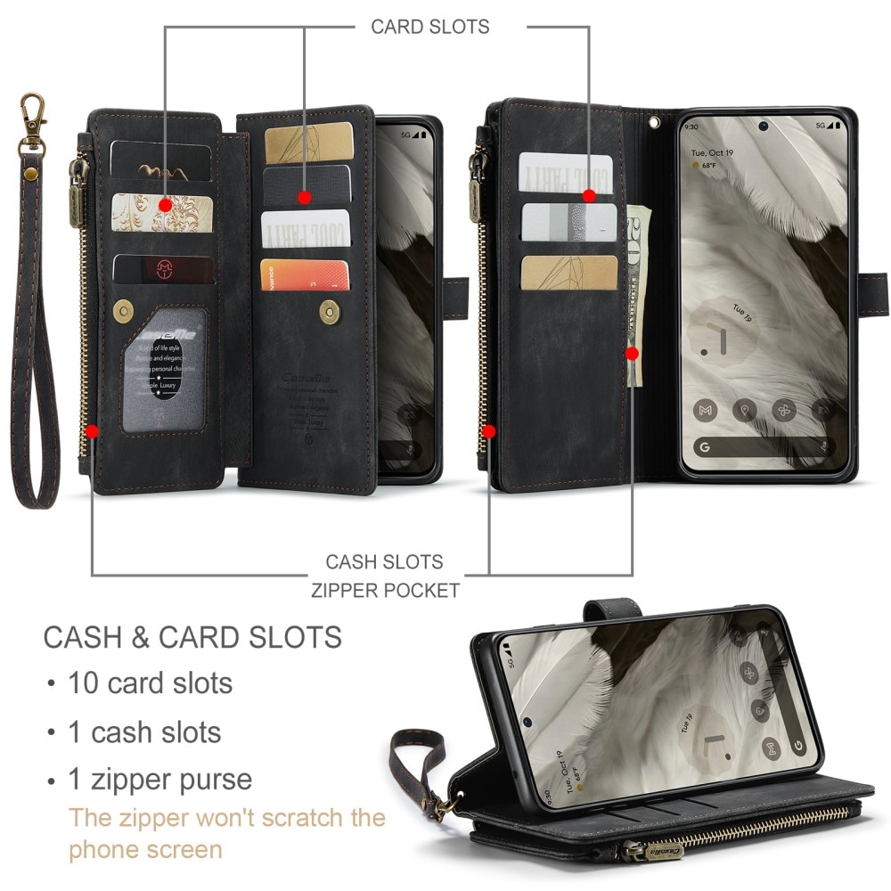 Zipper Wallet Google Pixel 8 Svart