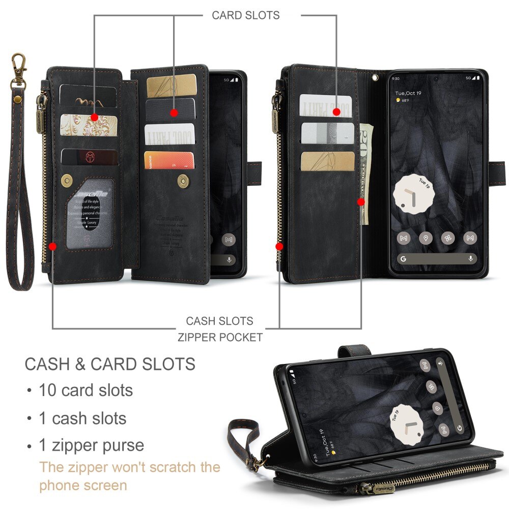 Zipper Wallet Google Pixel 8 Pro svart