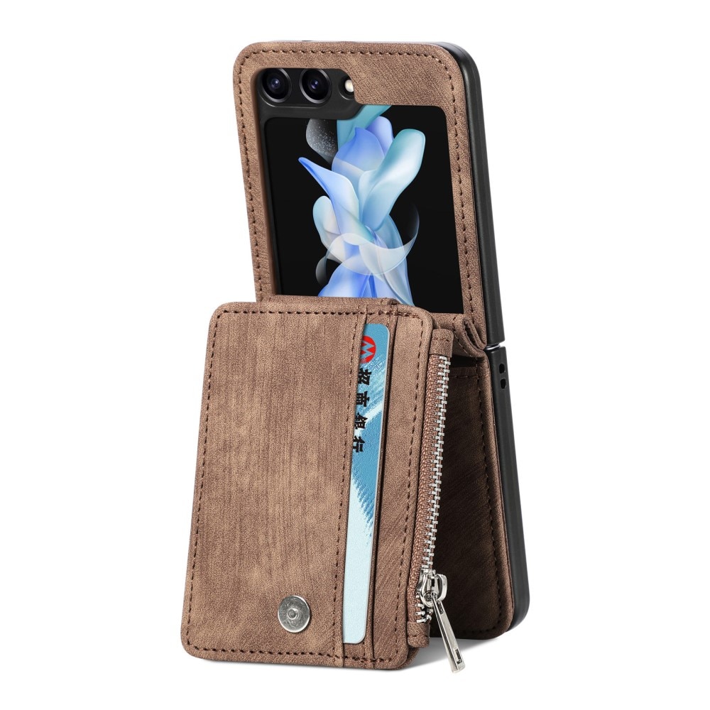 Mobilveske Multi-slot Zipper Samsung Galaxy Z Flip 6 brun
