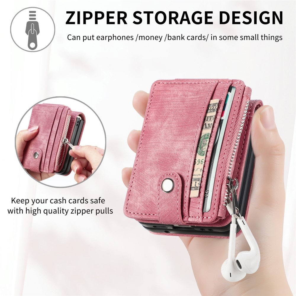 Mobilveske Multi-slot Zipper Samsung Galaxy Z Flip 5 rosa