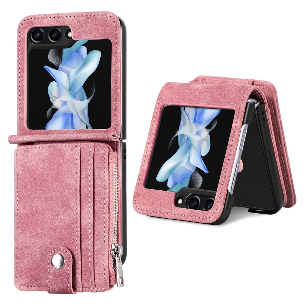 Mobilveske Multi-slot Zipper Samsung Galaxy Z Flip 5 rosa