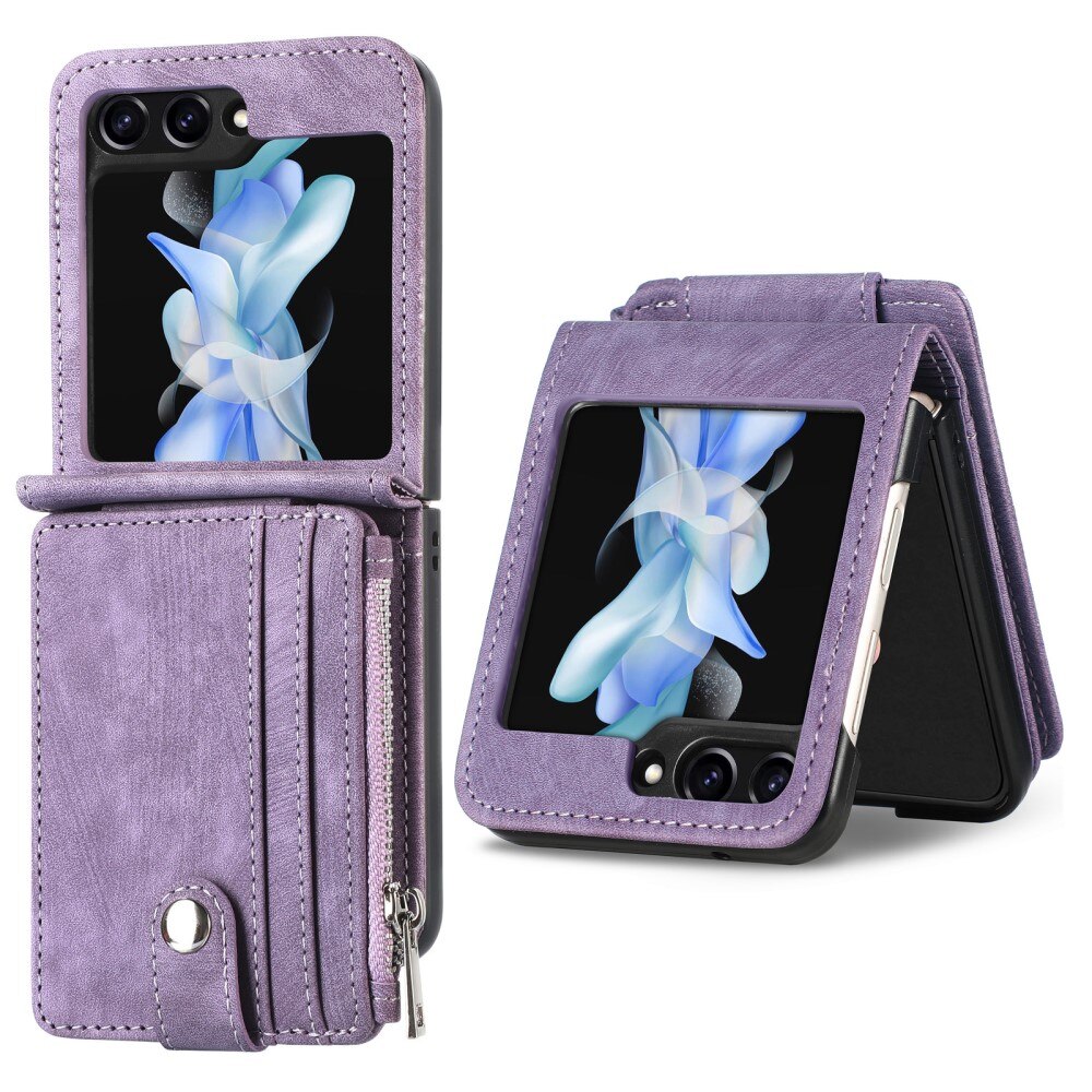 Mobilveske Multi-slot Zipper Samsung Galaxy Z Flip 5 lilla