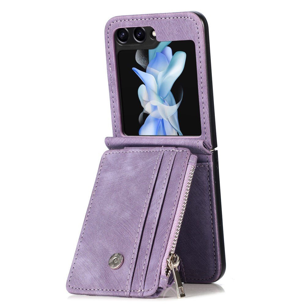 Mobilveske Multi-slot Zipper Samsung Galaxy Z Flip 5 lilla