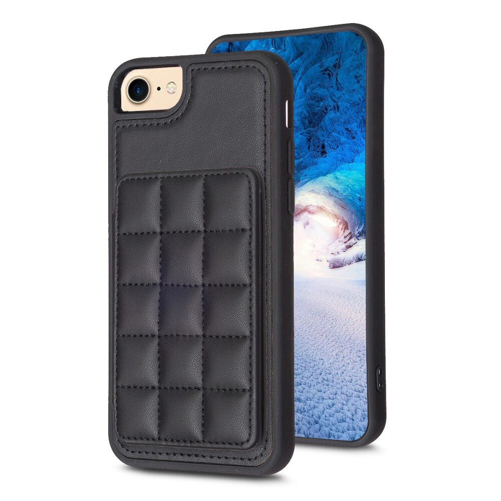 TPU Deksel med quiltet lommebok iPhone 7/8/SE svart