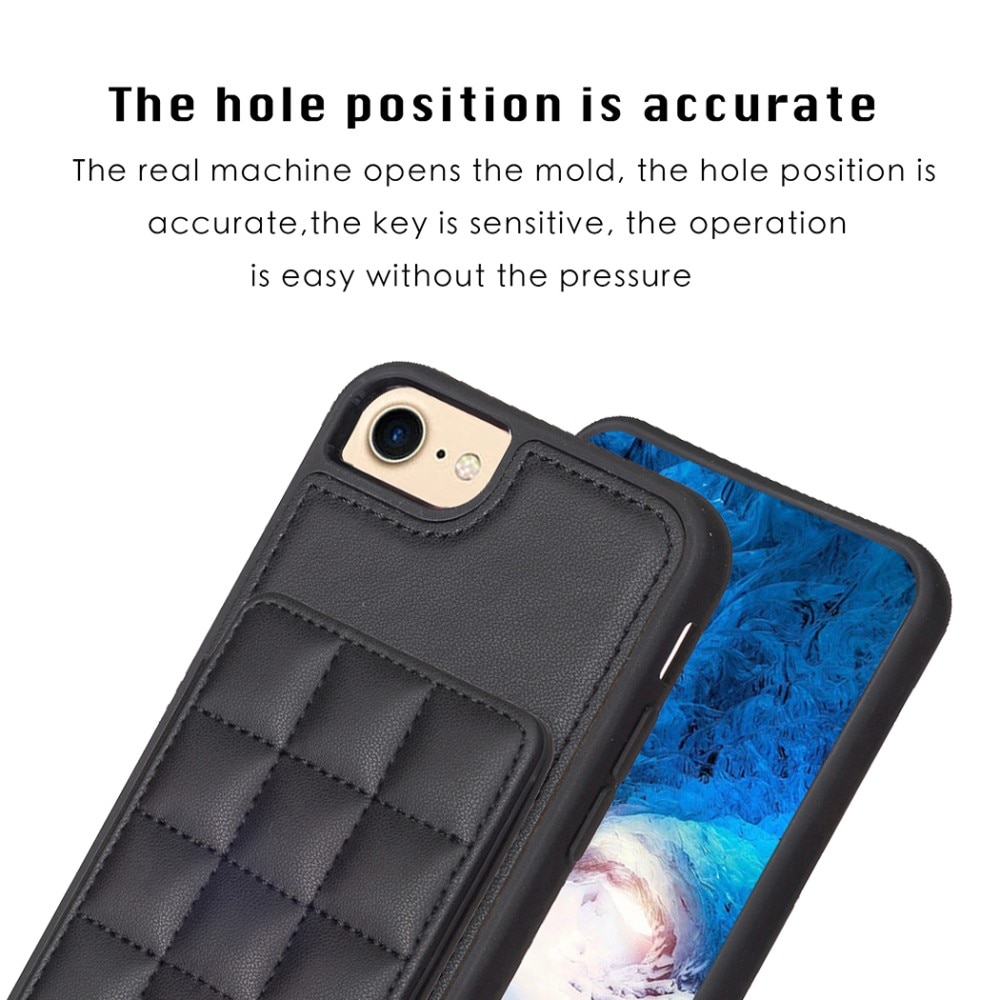 TPU Deksel med quiltet lommebok iPhone 7 svart