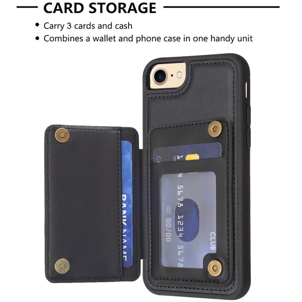 TPU Deksel med quiltet lommebok iPhone SE (2022) svart