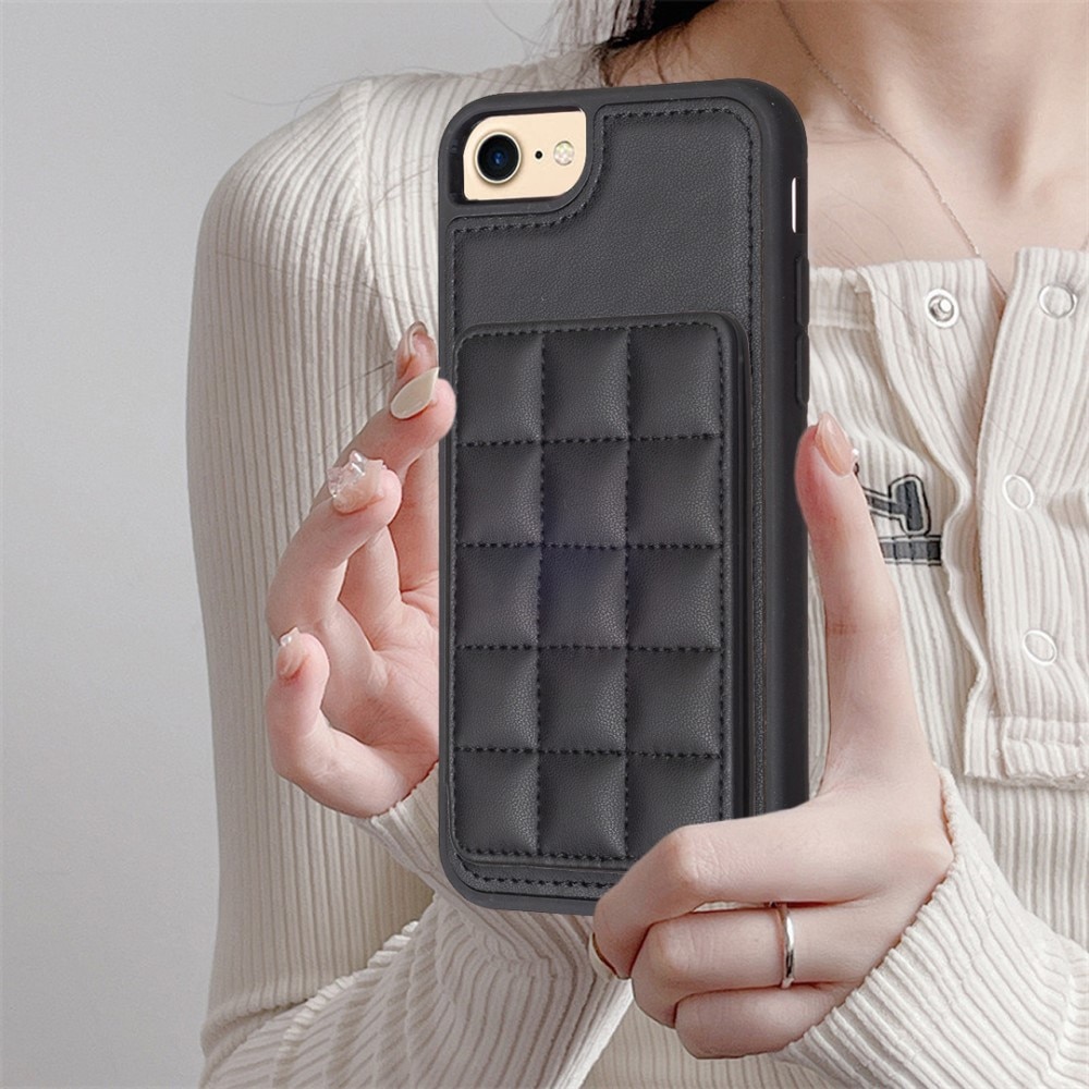 TPU Deksel med quiltet lommebok iPhone SE (2020) svart