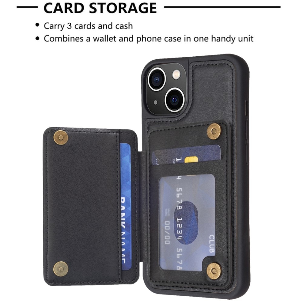 TPU Deksel med quiltet lommebok iPhone 14 svart
