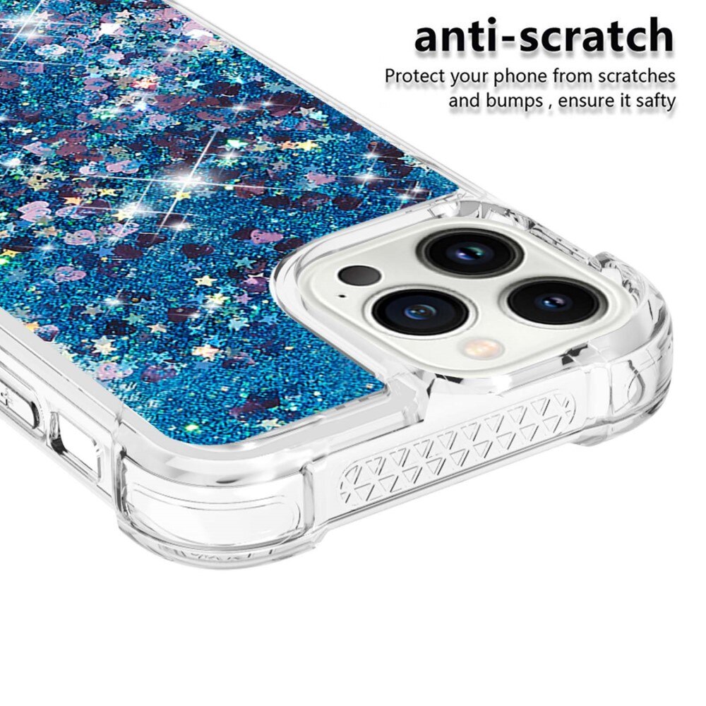 Glitter Powder TPU Deksel iPhone 15 Pro blå