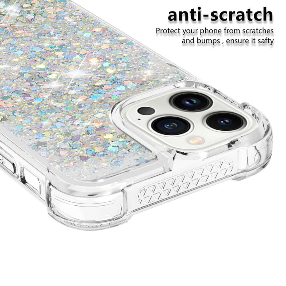 Glitter Powder TPU Deksel iPhone 15 Pro sølv