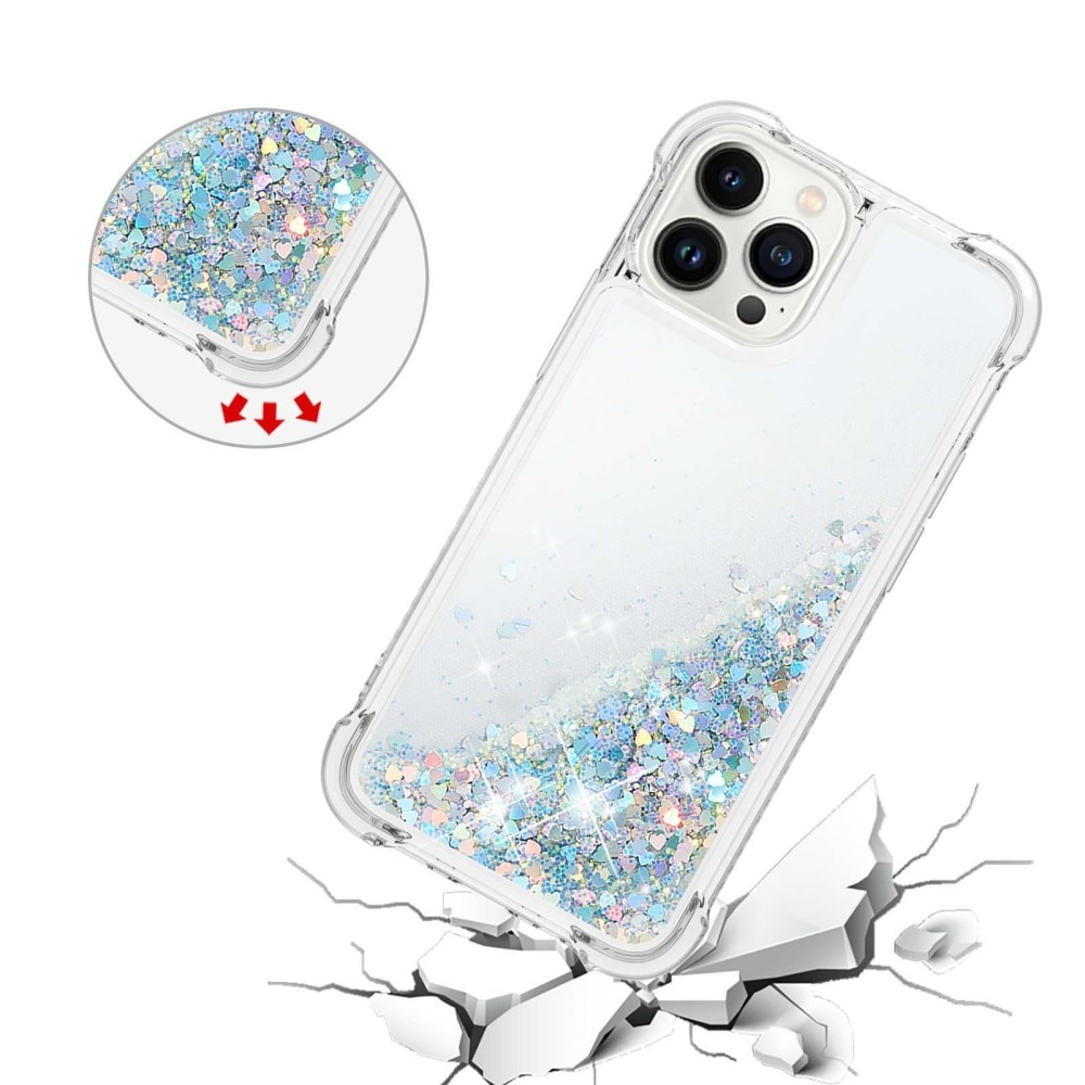 Glitter Powder TPU Deksel iPhone 15 Pro sølv