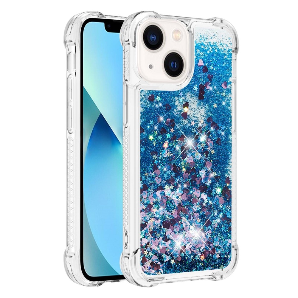 Glitter Powder TPU Deksel iPhone 15 blå