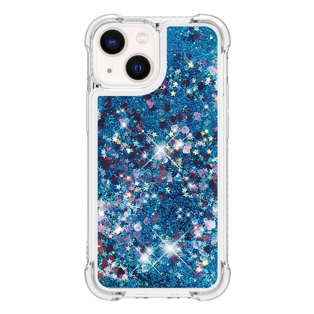 Glitter Powder TPU Deksel iPhone 15 blå