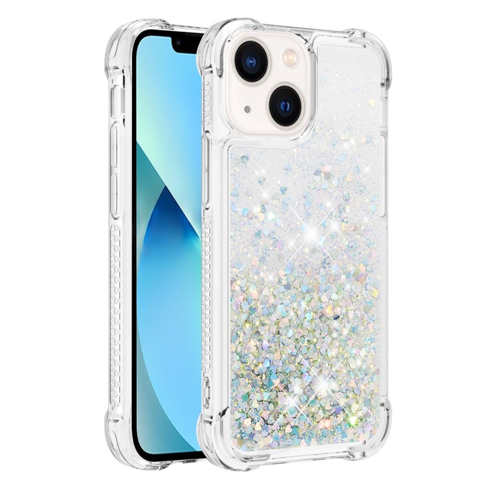 Glitter Powder TPU Deksel iPhone 15 sølv