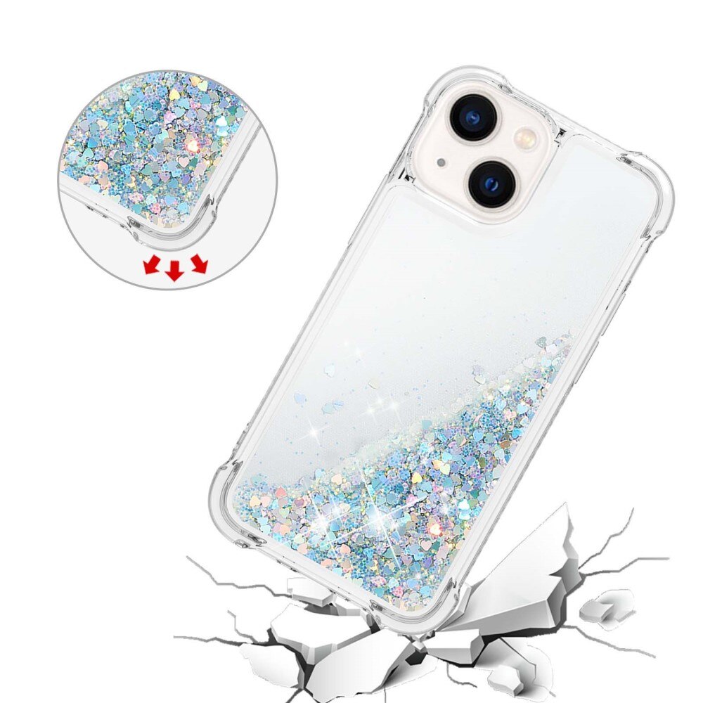 Glitter Powder TPU Deksel iPhone 15 sølv